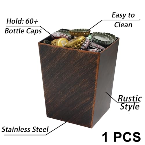 Antique Copper Bottle Cap Catcher Wall Mount Rustic Stainless Steel Beer Top Holder Mountable for Post Table - color: Aged Copper