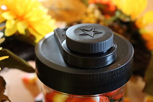 Brewing America Fermentation Kit Lids for Wide Mouth Mason Jars (Jars Not Included) Black Fermenting Cover with Airlock - color: Black