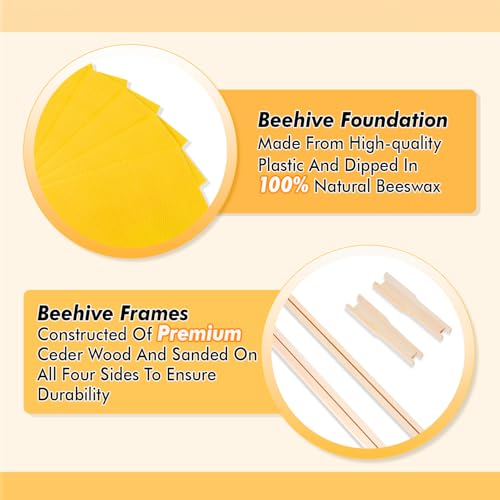 POLLIBEE 10 Frame Super Bee Hive Box, Langstoth Honey Super Bee Box for Beekeeper,Include Beehive Frames and Wax Foundations (unassembled)