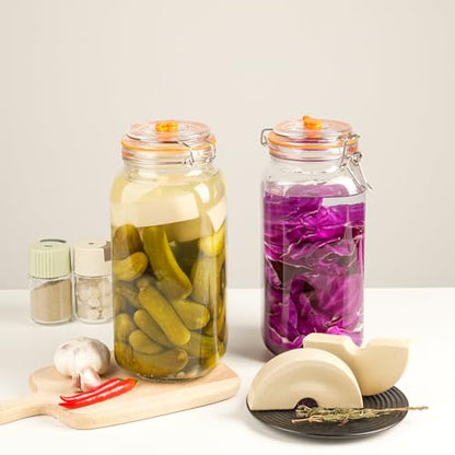 Fermentation Crock Weight - Ceramic Fermentation Stone Weight for Gallon Jar Canning Pickling Cabbage Kimchi Vegetables & Food Preservation, 4.3"