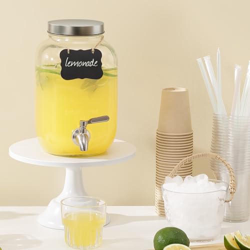 1 Gallon Drink Dispenser with Spigot 18/8 Stainless Steel – Airtight & Leakproof Glass Sun Tea Jar with Anti-Rust Lids, Beverage Dispenser for Parties - Laundry Detergent Holder - size: Single