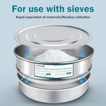 Lab Sieve Pan with Lid, Chromium-Plated Steel Test Sieves Pan, Analysis Sample Test Sieves for Industrial Laboratory, 7.9Inch/20cm Diameter 1.97in/5cm Height - size: 7.9in/20cm-Diameter