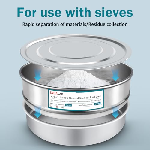 Lab Sieve Pan with Lid, Chromium-Plated Steel Test Sieves Pan, Analysis Sample Test Sieves for Industrial Laboratory, 7.9Inch/20cm Diameter 1.97in/5cm Height - size: 7.9in/20cm-Diameter