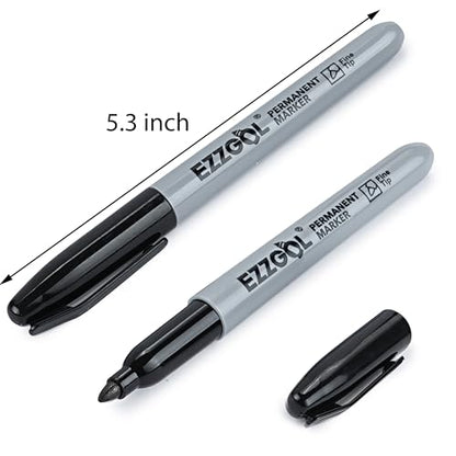 Ezzgol Black Permanent Markers Bulk, 24 Packs Fine Tip Permanent Marker, Waterproof Markers, Premium Smear Proof Pens, Quick Drying, Office Supplies for School, Office, Home