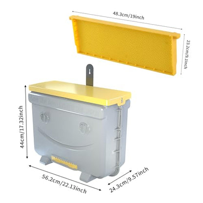 5-Frame Swarm Traps kit Includes 5-Frames Beehive Bee Colony Trap Hive Sliding Frame Design, Universal Compatibility with Langstroth Dadant UK, 48L Hive for Beekeepers | light-weight - color: Grey+yellow