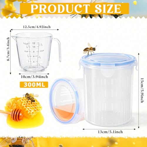 Qualirey Large Varroa Mite Detection Jar and Measuring Cup Leak Proof Varroa Checker for Helping Beekeepers Easily Count and Monitor (5.12 x 5.91 Inches) - size: Large