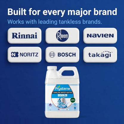 Tankless Water Heater Descaler Liquid 32 Oz — Removes Limescale, Restores Hot Water Pressure and Heating Efficiency — Food Grade Citric and Lactic Acid — Made in USA