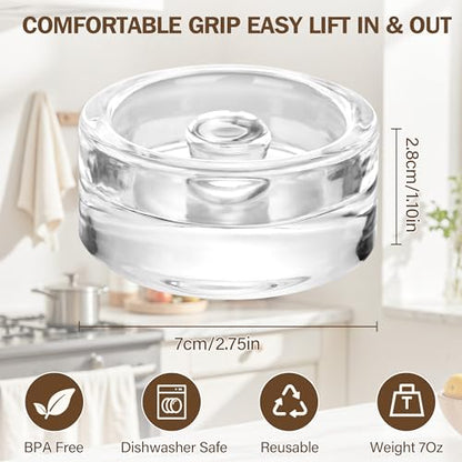 Xileanalee Fermentation Weight Glass 4 Pack for Wide Mouth Mason Jar-Easy Grip Handle Fermenting Weights for Pickling -7Oz 2.75inch Canning Weights for Fermenting - color: clear