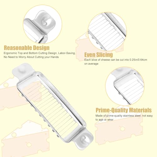 lasuroa Butter Slicer Cutter, Stainless Steel Ergonomic Cheese Slicer Cheese Even Stick Slicing Tool for Portion Control Cheese Wire Slicer with Portable Grip for Food Square Block Butter(Silver) - style: Butter Slicer (with Portable Grip)