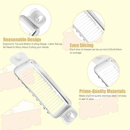 lasuroa Butter Slicer Cutter, Stainless Steel Ergonomic Cheese Slicer Cheese Even Stick Slicing Tool for Portion Control Cheese Wire Slicer with Portable Grip for Food Square Block Butter(Silver) - style: Butter Slicer (with Portable Grip)