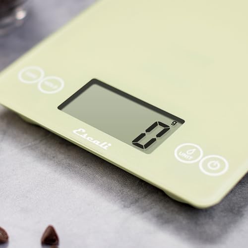 Escali Arti Glass Food Scale Digital Countertop Kitchen, Baking and Cooking Scale with Large Display, 15-Pound Capacity, 9" x 6.5" x .75", Classic Green - color: Green