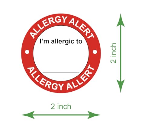 Red Allergen Warning Label 300PCS Adhesive Allergy Alert Stickers