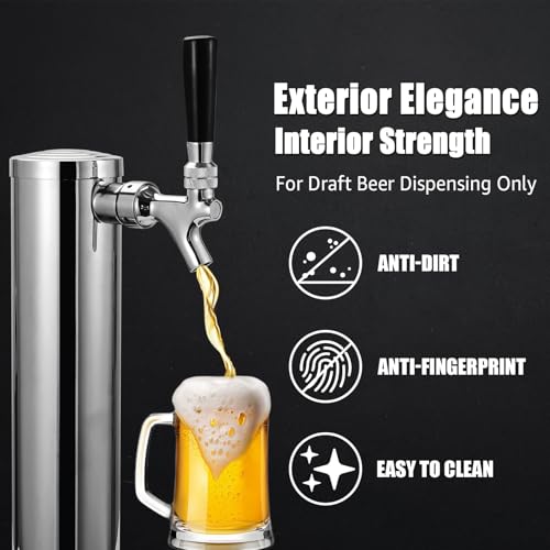 MRbrew Beer Faucet, Stainless Steel Draft Beer Tap for Kegerator, Beer Tower, with Handle & Plug