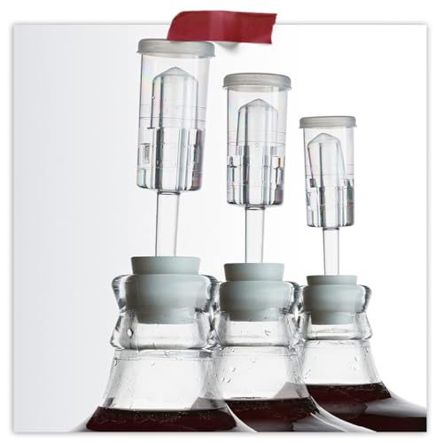 Fermentaholics Airlocks With Grommets Set – 4 Airlocks and 8 Grommets for Homemade Wine, Beer, Cider, Kimchi, Sauerkraut – Preserving, Brewing, Fermenting - size: 3-Piece Airlocks With Grommets Set
