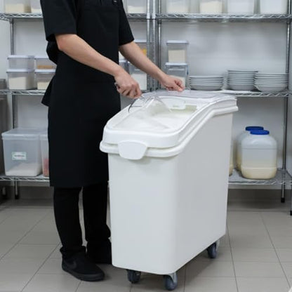 TrueCraftware- 21 Gallon Shelf Ingredient Bin (335 Cups) White with Clear Sliding Lid Casters & Measuring Scoop- Plastic Kitchen Pantry Storage Bin for Dry Food Flour Sugar Kitchen Restaurant - size: 21 Gallon