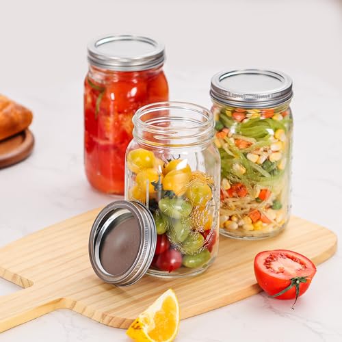 Esrentle Mason Jars 32 oz Wide Mouth - 12 Pack Quart Glass Mason Jars with Airtight Lids and Bands for Canning, Pickling, Food Storage, Fermenting, Leak Proof, Reusable - color: 32 oz-12Pack-Fruit