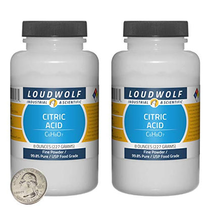 Citric Acid / 1 Pound / 2 Bottles / 99.8% Pure USP Food Grade/Fine Powder - size: 1 Pound in 2 Bottles