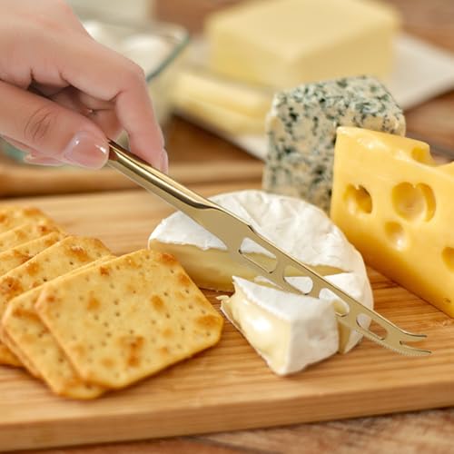 Stainless Steel Butter Cutter and Cheese Slicer Knife, Gold Kitchen Gadget for Spreading and Baking, Practical Cheese Cutter for Home and Cooking Use