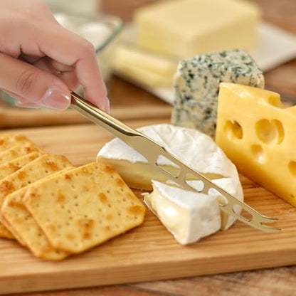 Stainless Steel Butter Cutter and Cheese Slicer Knife, Gold Kitchen Gadget for Spreading and Baking, Practical Cheese Cutter for Home and Cooking Use