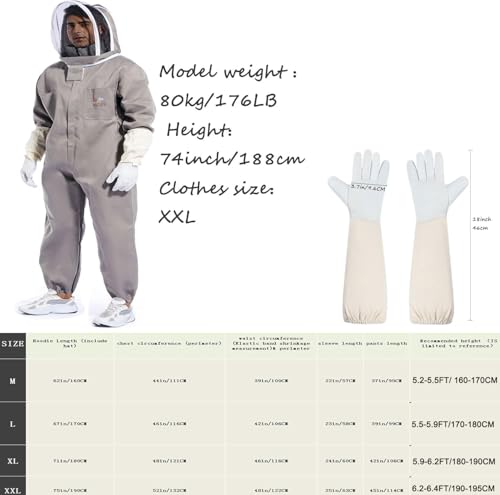 ANDES Men Women Sting Proof, Polycotton Beekeeping Suit Beekeeper Costume - size: M