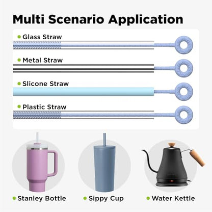 Silicone Straw Cleaner Brush, 2 Pcs Reusable Cleaning Brushes for Straws, 6mm&9mm, Blue - color: Blue