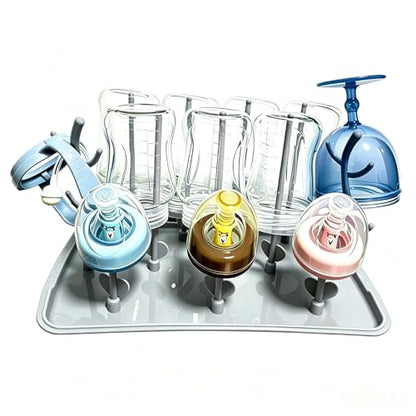 Baby Bottle Drying Rack, Large Vertical Bottle Dryer Rack Holder for Countertop,Baby Bottle Holder Storage Station for Pacifiers,Pump Accessories Stand,Grey
