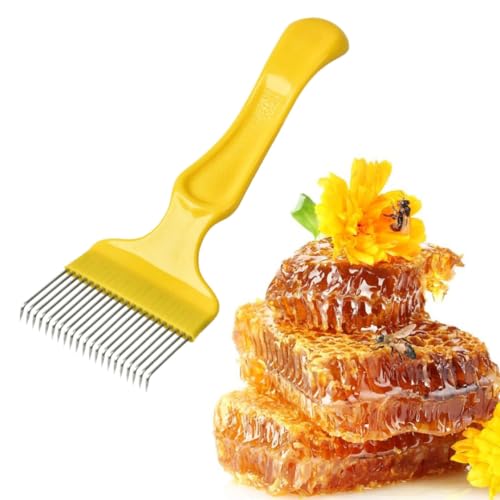 Stainless Steel Discovery Fork, Honey Scraper Shovel with Plastic Handle with 18 Teeth Stainless Steel Beekeeping Tool. Beekeeping Cut