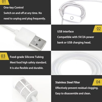 Portable Food Grade Wine Siphon USB Electric Auto-Siphon Self Priming Pump for Bottling Home Brew Wine, Beer, Beverages and Kombucha, DC 5v Mini water Transfer Pump, No Mess Leak,Low Noise