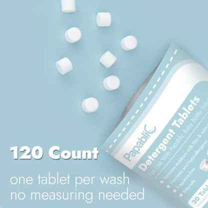 Papablic 120Pcs Official Detergent Soap Tablets for Baby Brezza,GROWNSY,Momcozy Bottle Washer Pro, Effective Cleaning with Safe Highly Concentrated Formula - size: 1 Count (Pack of 120)