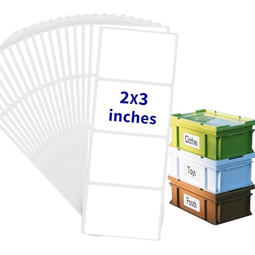 Removable Label Stickers for Organizing -320PCS 3 x 2 inch Waterproof Handwrite Blank Labels, School, Home, Business for Plastic Bins, Folders, Freeze Food (White) - color: White, size: 320 PCS