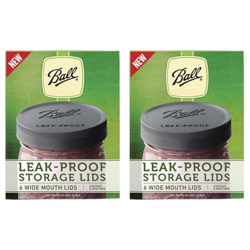 Ball Leak-Proof Plastic Lids for Glass Mason Jars, Used for Canning, Pickling, Juice, Jam, Jelly (Wide, 6 Count (Pack of 2)) - color: Wide, size: 6 Count (Pack of 2)
