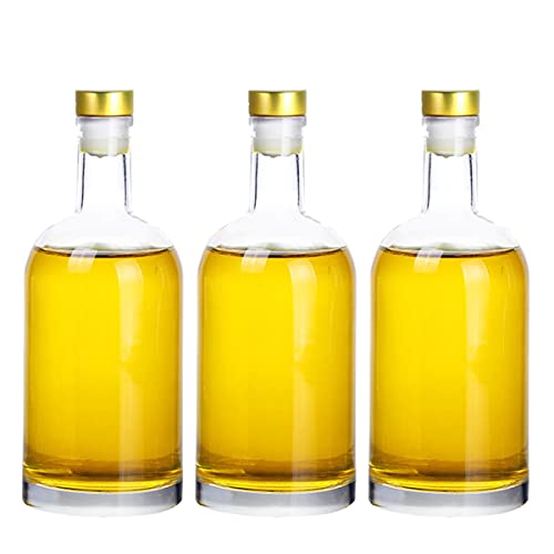 Clear Glass Bottles 25 oz (750 ml) 3 - Pack for Wine Beverages Drinks Oil Vinegar Kombucha Beer Water Soda with Cork Stopper Airtight Lid - color: Clear-Short-25oz-3pack