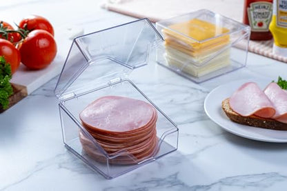 Pikanty Mini Deli Meat Container for Refrigerator - Small Airtight Keeper for Salami, Pepperoni, Prosciutto, Charcuterie & Sliced Cheese, Fits Fridge Door, Hinged Lid, Dishwasher Safe, Made in USA - style: Mini Deli Keeper