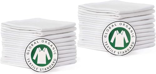 20 Pack Flour Sack Dish Towels, Organic Cotton, Hand Towels, Highly Absorbent, Tea Towels for Embroidery, Kitchen Dish Towels (White, 28x28(Set of 20)) - color: White, size: 28x28(Set of 20)