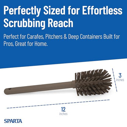 SPARTA Large Water Bottle Brush Ideal for Wide-Mouth Jars, Bottles and Tumblers, Dishwashing Tool with Handle for Home and Commercial Kitchens, Plastic, 12 Inches, Brown - color: White