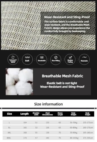 3 Layer Ventilated Beekeeper Jacket with Removable Veil Hood, Breathable Anti Bee Sting Beekeeping Jacket with Pockets, White Protective Gear for Men Women Beginner Professional, XXXL - size: XXXL