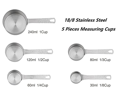 Measuring Cups and Spoons Set 13, 18/8 Stainless Steel Measuring Cups and Spoons Set for Baking and Kitchen, Metal Measuring Cups Set - color: Siliver