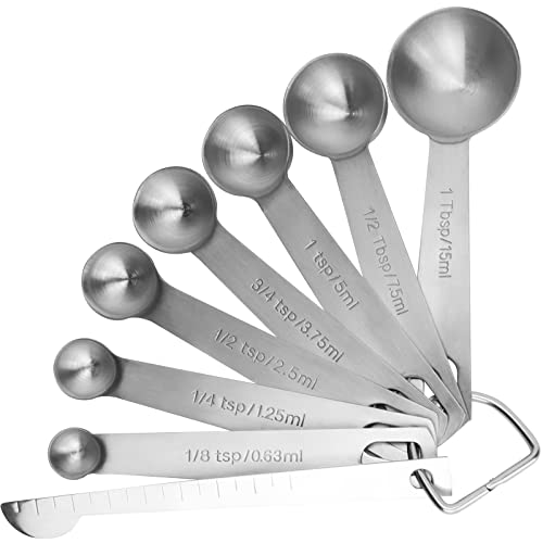 8PCS Measuring Spoons, Premium Heavy Duty Stainless Steel Measuring Spoons Cups Set, Small Tablespoon with Metric and US Measurements, Set of 8 for Measuring Dry and Liquid Ingredients - size: 8PCS