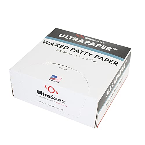 UltraSource-192033 UltraPaper Hamburger Patty Paper, 5.5" x 5.5" Squares (Pack of 1000) - White | Speed up prep, prevent patties from sticking, use for tracing or arts and crafts