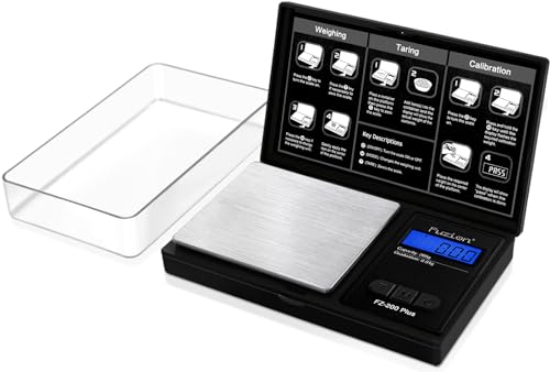 Fuzion Digital Pocket Gram Scale .01 Gram Accuracy, 200g Mini Gram Scale, Small Scale for Food, Jewelry, Herb, Spice, Coin - Weight Gram and Oz - color: Black, size: 200g with Tray