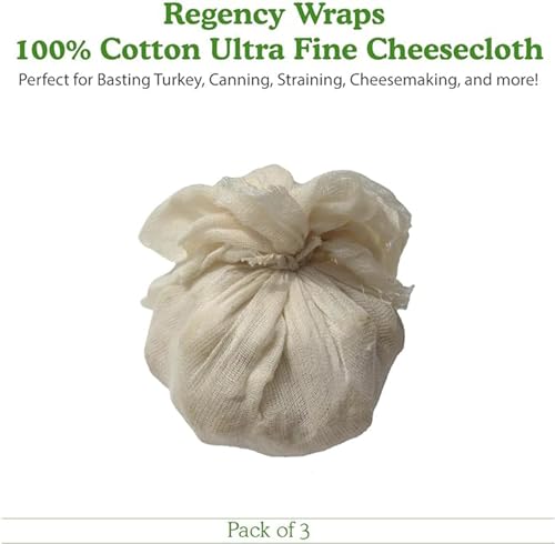 Regency Wraps 100% Cotton Ultra Fine Natural Cheese Cloth, 27 sq.ft 36" X36" 3 pcs,Food Grade for Basting Turkey, Canning, Straining, Cheesemaking - size: 9 sq ft (Pack of 3)