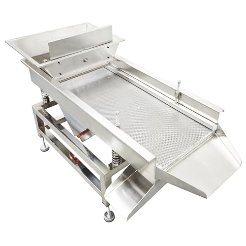TECHTONGDA Straight Vibrating Sieve Screen Shaker Electric Linear Sifter Machine Stainless Steel One Layer Two Motors 3mm Round Hole Screen Size 11.8×31.5inch 110V - size: 3mm