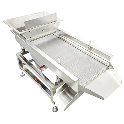 TECHTONGDA Straight Vibrating Sieve Screen Shaker Electric Linear Sifter Machine Stainless Steel One Layer Two Motors 1mm Round Hole Screen Size 11.8×31.5inch 110V - size: 1mm