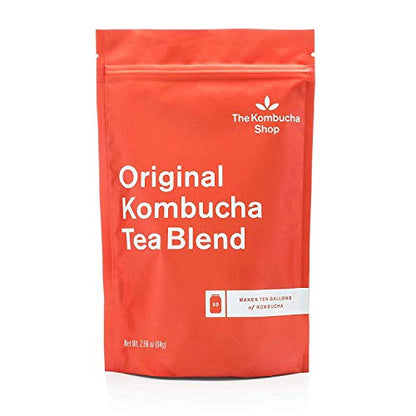 The Kombucha Shop, Deluxe Kombucha Brewing Kit with Tea to Make an Additional 10 Gallons - Six Swing Top Bottles, Stainless Steel Funnel, Custom Bottle Brush, 10 Gallon Tea & Our Original Brewing Kit
