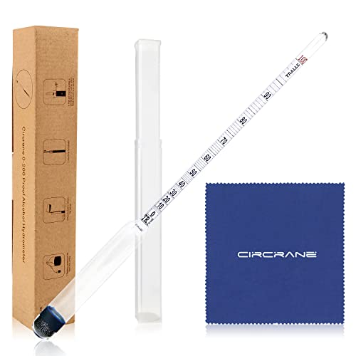 Circrane 0-200 Proof & Tralle Alcohol Hydrometer, Accurate Tester for Liquor, Distilling Moonshine Alcoholmeter - style: 0-200 Hydrometer