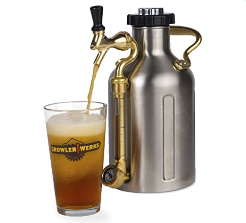 GrowlerWerks uKeg Carbonated Growler-Great Gift for Beer Lovers, 64 oz, Stainless Steel - color: Stainless Steel, size: 64 Ounces
