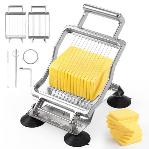 Anatole Commercial Cheese Slicer Butter Cutter for Block Cheese Butter Square with 3/8'' & 3/4'' Interchangeable Cutting Plate Replaceable Stainless Steel Wire Home Restaurant Kitchen Cook Baking Tool