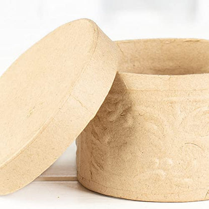 Pack of 12 Paper Mache Round Embossed Boxes by Factory Direct Craft - Round Papier Mache Embossed Boxes with Lids. Use as a Jewelry Box or Small Gift Box. - color: 12 Embossed Round Boxes