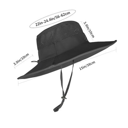 Sun Hats for Men Women Fishing Hat UPF 50+ Breathable Wide Brim Summer UV Protection Hat - color: 1pack-black