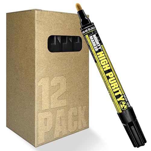 High Purity MM-08 Dual Tip Marker, 13ml Lab-Tested Paint, Dual Cone/Chisel Tip, Low Corrosive, Low Halogen & Chloride, Certificate & Lab Analysis Included, Made in USA - Black 12 Pack - color: Black